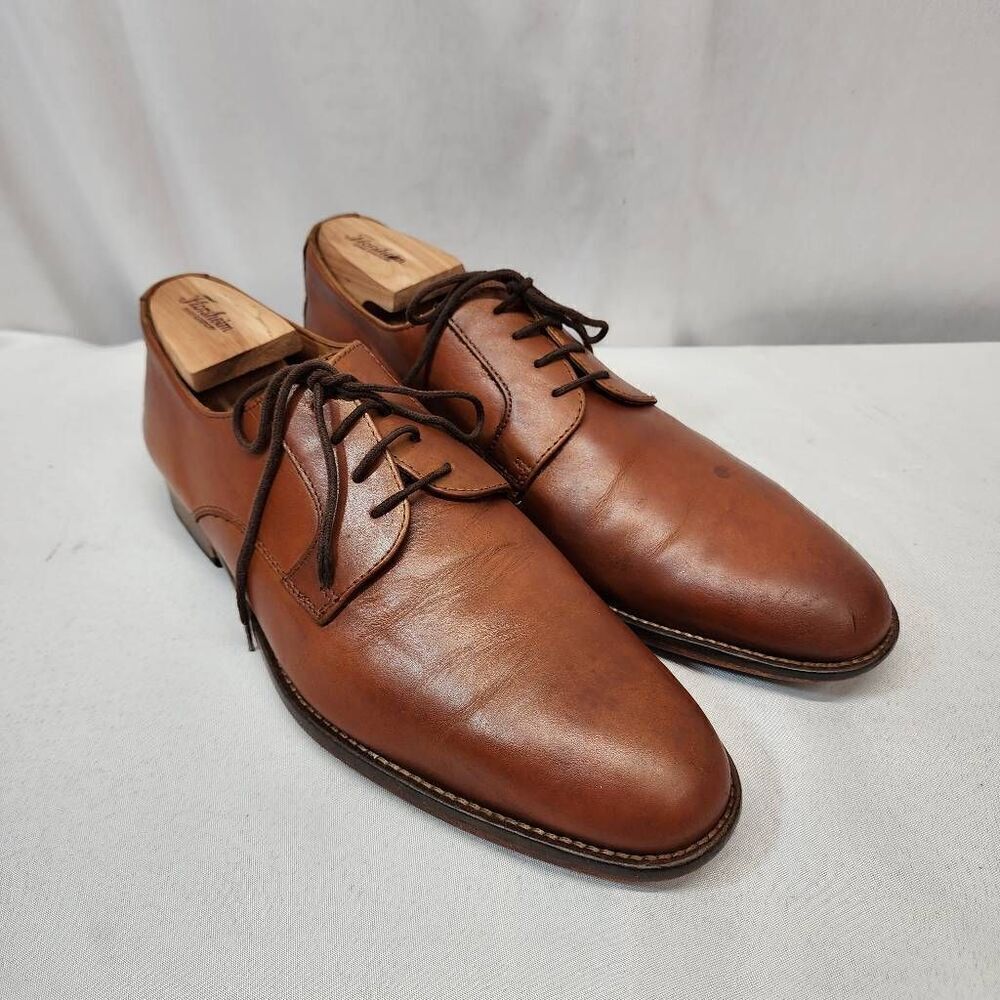 Tasso Elba Men's 11 Arturo Plain Toe Derbys Brown Leather Career Workwear